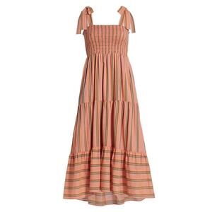 Xirena Striped Terracotta Lorraine Midi Dress Size S